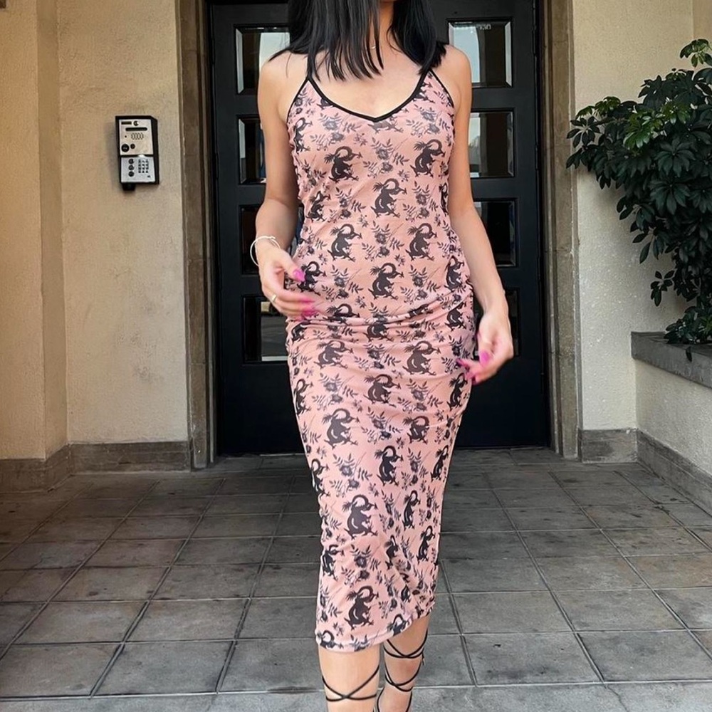 Dragon Detail Sheer Midi Dress